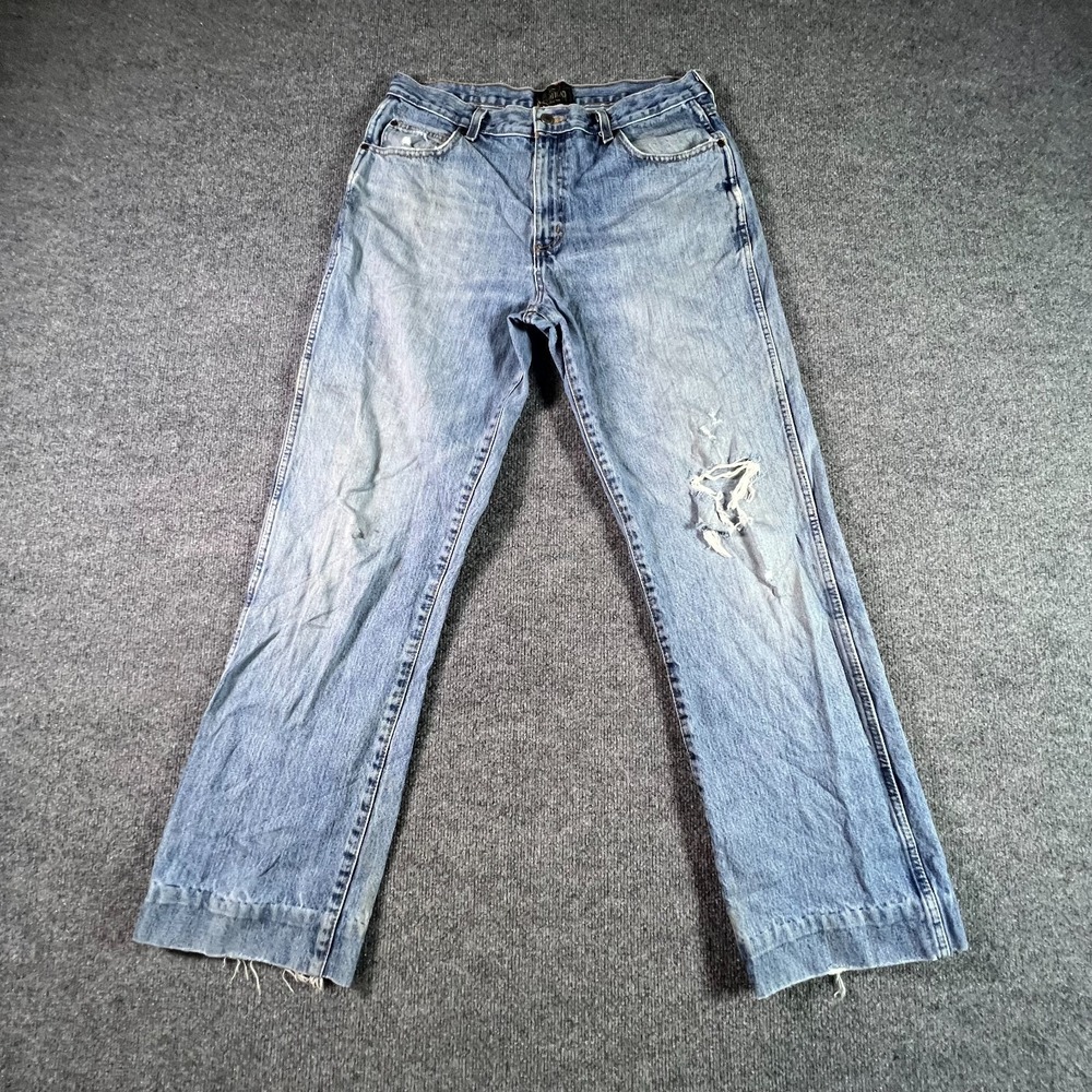 RedHead Bootcut Jeans Men's 34x34 Blue Cotton Denim Faded Workwear Distressed